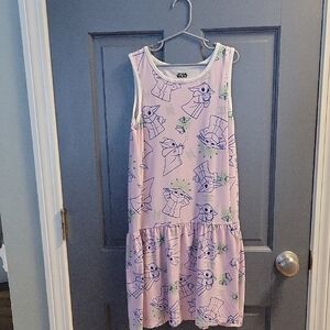 Star Wars/Mandolorian Pink Kids Dress With Grogu Size Large